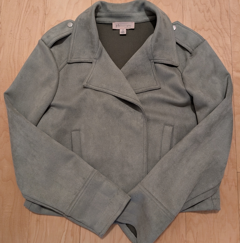 Women's Philosophy Republic Clothing Faux Suede Sage Green Lightweight Jacket S